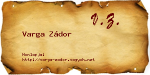Varga Zádor névjegykártya